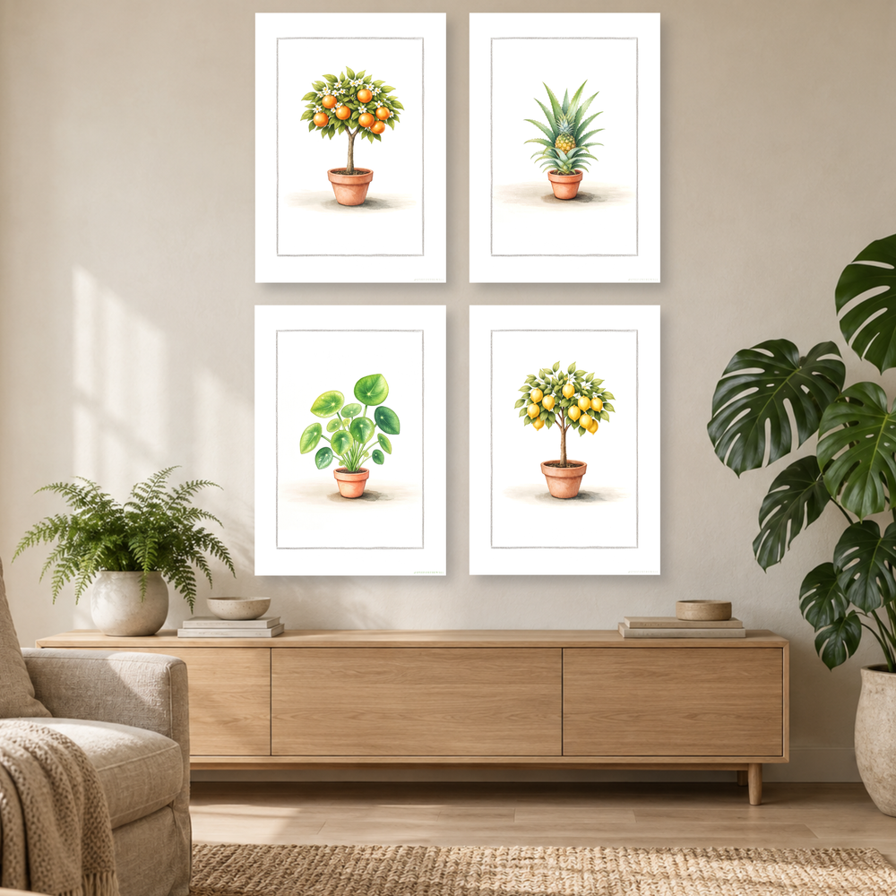 Botaniske plakater med grønne planter