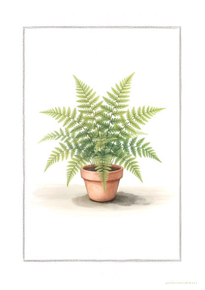 Illustreret bregneplakat – nordisk minimalistisk botanisk motiv