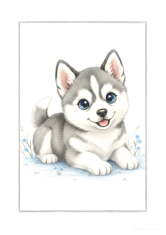 Den lille Husky - Art Print