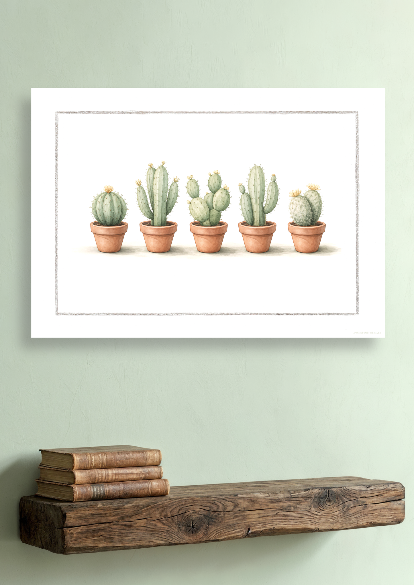 5 kaktus på stribe - Art Print
